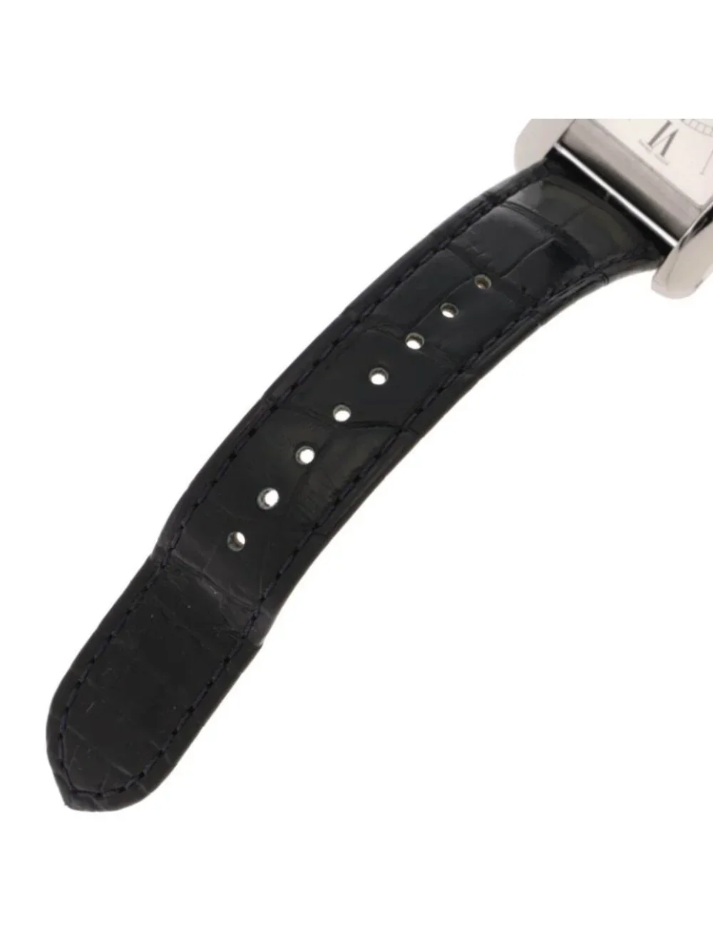 Cartier Tank American MM Watch Steel Crocodile Leather Silver Dial Quartz